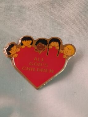 All God's Children Red Heart Enamel Pin